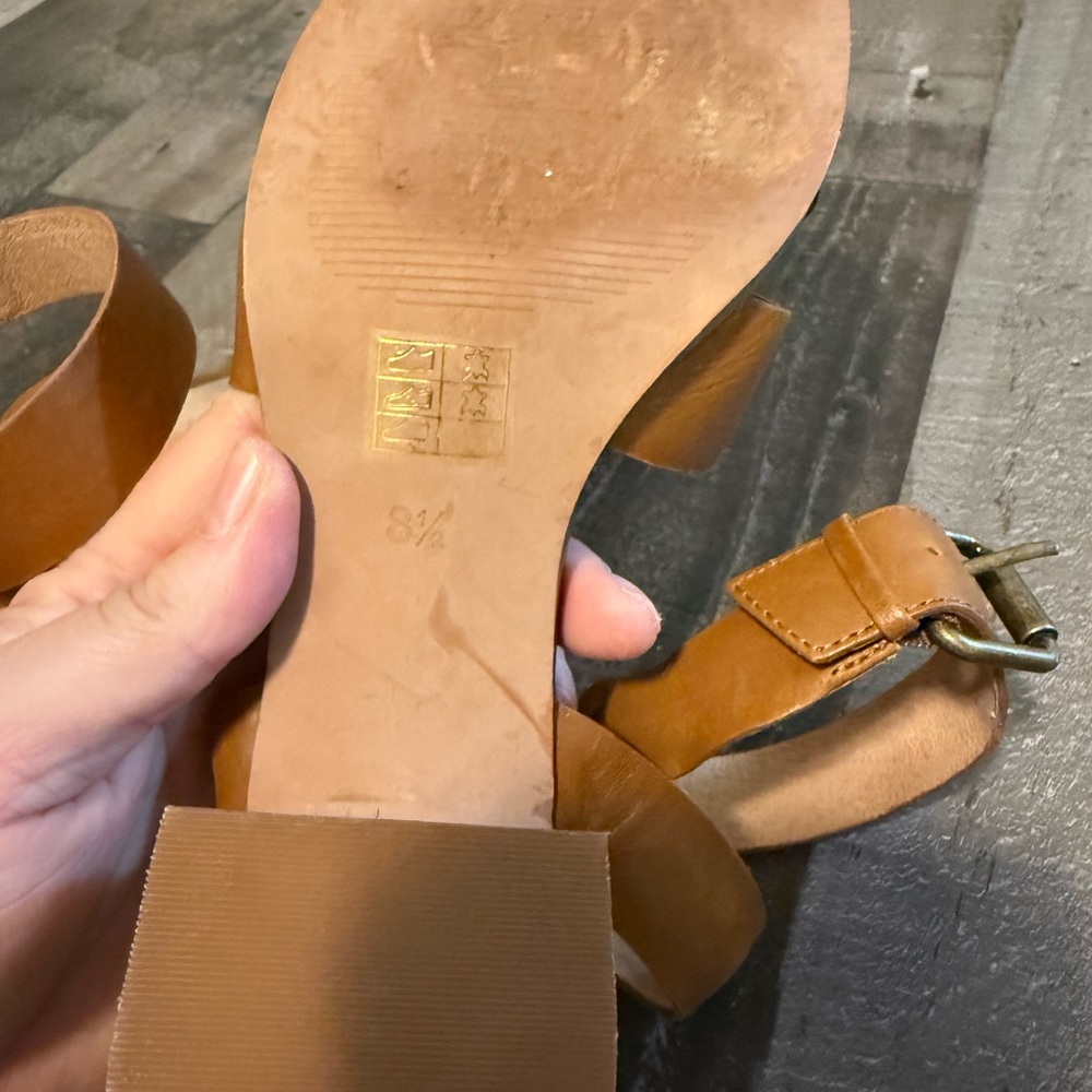 Madewell Brown Leather Ankle Strap Block Heel Sandals Size 8.5 - Picture 8 of 8